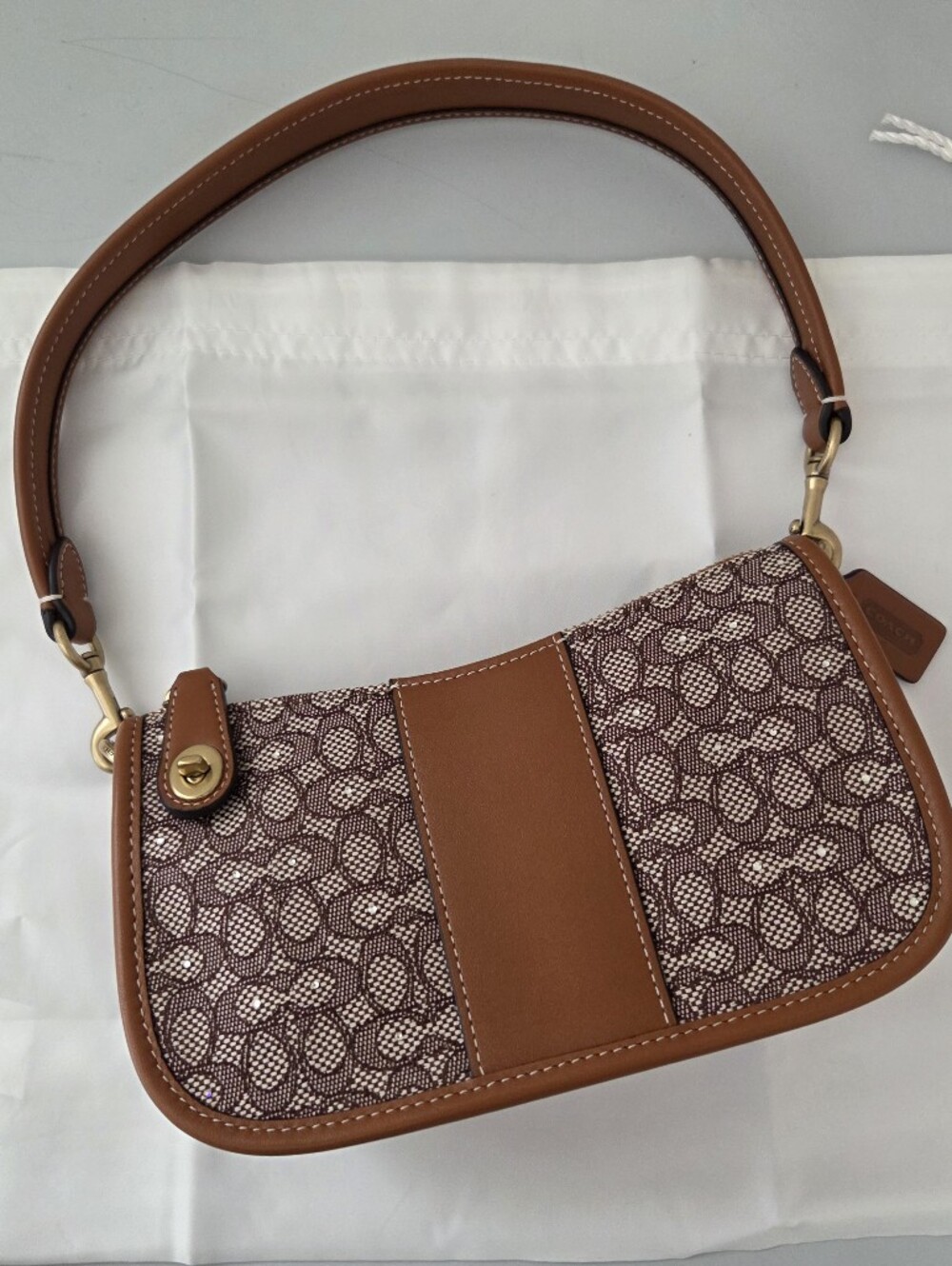 Coach Swinger Bag 20 In Micro Signature Jacquard Customized with CRYSTALS